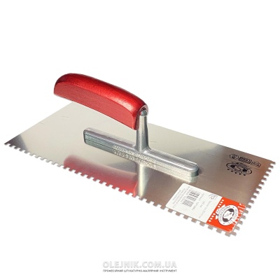 Терка для гіпсу 280х130мм зуб 4х4 ручка Дерев'яна OLEJNIK