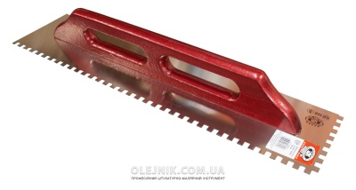 Терка з нержавійки усилена 580х130мм зуб 8х8 ручка Дерев'яна OLEJNIK