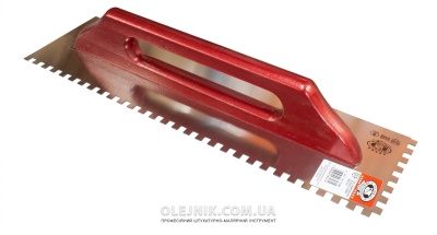 Терка з нержавійки усилена 480х130мм зуб 8х8 ручка Дерев'яна OLEJNIK