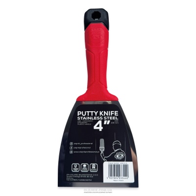 Однокомпонентний шпатель 100мм із загартованої нержавіючої сталі із ергономічною формою OLEJNIK