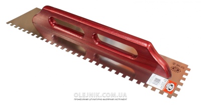 Терка з нержавійки усилена 580х130мм зуб 10х10 ручка Дерев'яна OLEJNIK