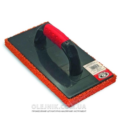 Терка з пластику 130x280мм ABS Гідро-гума 18мм оранжева ручка Двохкомпонентна OLEJNIK 