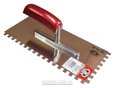 Терка для гіпсу 280х130мм зуб 8х8 ручка Дерев'яна OLEJNIK