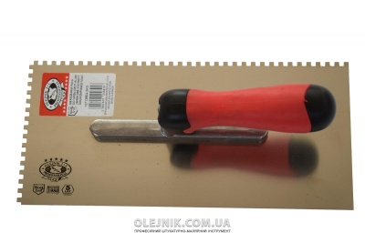Терка для гіпсу 280х130мм зуб 4х4 ручка Двохкомпонентна OLEJNIK
