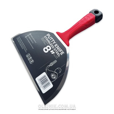 Однокомпонентний шпатель 200мм із загартованої  нержавіючої сталі із ергономічною формою OLEJNIK