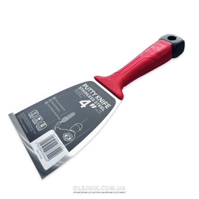 Однокомпонентний шпатель 100мм із загартованої нержавіючої сталі із ергономічною формою OLEJNIK